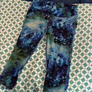 Athleta Blue and Green Tie-Dye Leggings